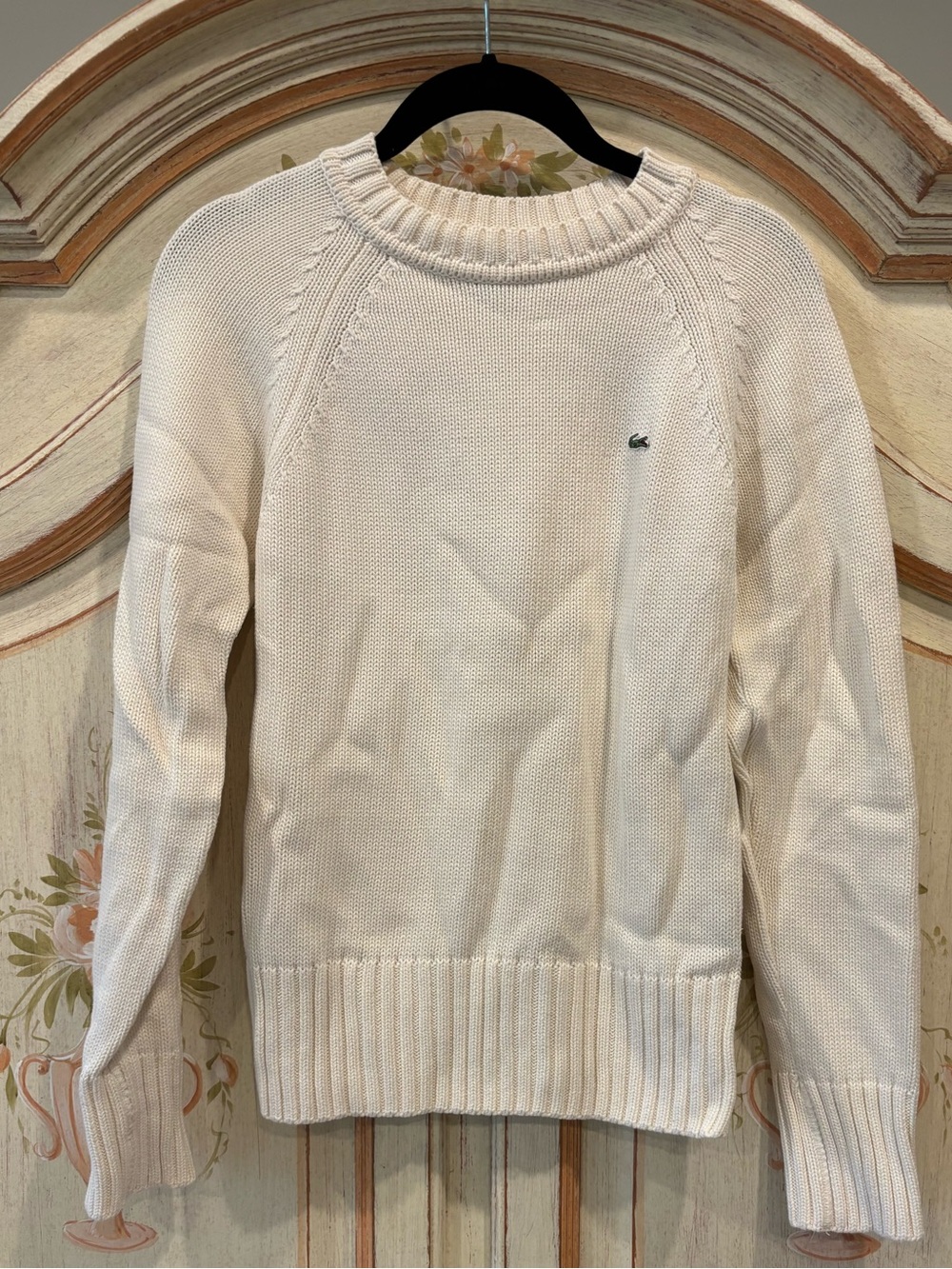 Vintage Lacoste Made in France Cream Cotton Knit Sweater